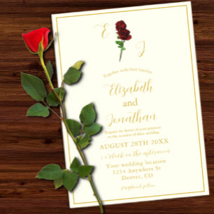 Ivory Gold Rose Wedding Acrylic Invitations