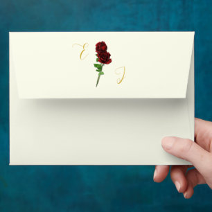 Ivory Gold Rose Wedding Envelope