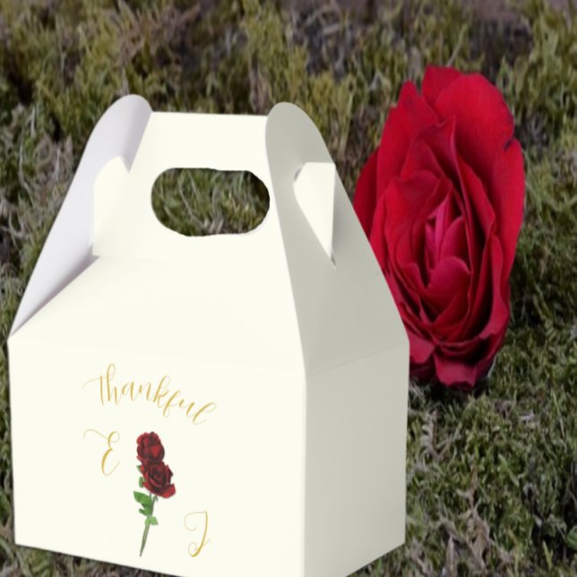 Ivory Gold Rose Wedding Favour Box (Creator Uploaded)