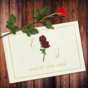 Ivory Gold Rose Wedding Guest Book