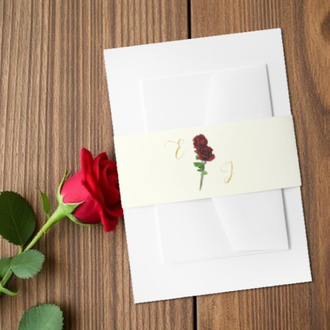 Ivory Gold Rose Wedding Invitation Belly Band (Creator Uploaded)
