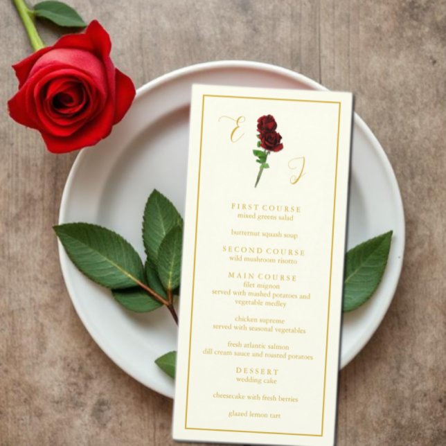 Ivory Gold Rose Wedding Menu (Creator Uploaded)
