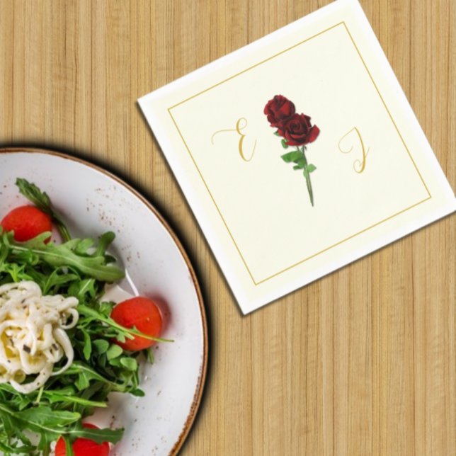 Ivory Gold Rose Wedding Napkin (Creator Uploaded)