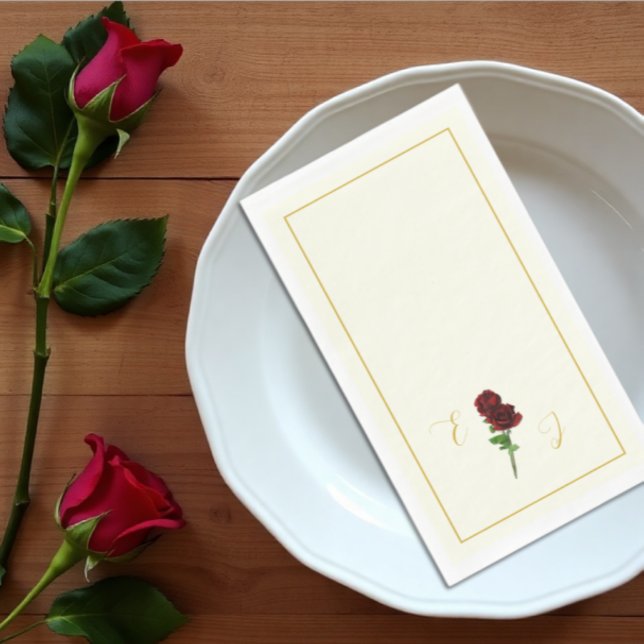 Ivory Gold Rose Wedding Napkins (Creator Uploaded)