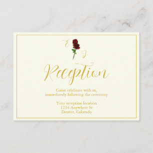 Ivory Gold Rose Wedding Reception Enclosure Card