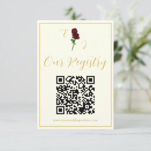 Ivory Gold Rose Wedding Registry Enclosure Card