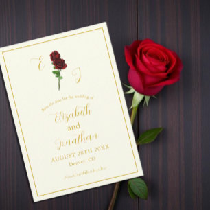 Ivory Gold Rose Wedding Save The Date