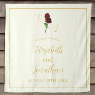 Ivory Gold Rose Wedding Tapestry