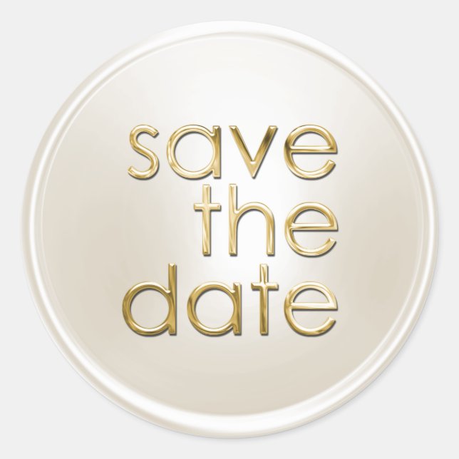 Ivory Gold Save the Date Envelope Seal (Front)