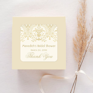 Ivory Gold Vintage Glamour Bridal Shower Square Sticker