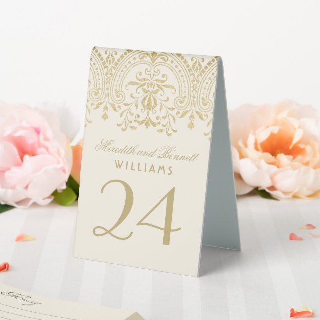 Ivory Gold Vintage Glamour Wedding Table Number (In SItu (Wedding))