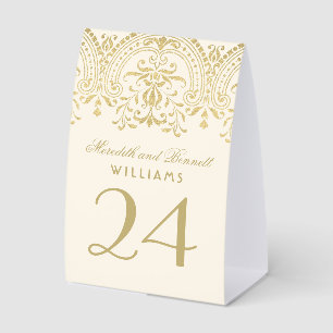 Ivory Gold Vintage Glamour Wedding Table Number