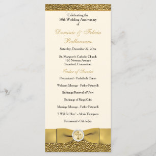 Ivory Gold Wedding Anniversary Vow Renewal Program Programme