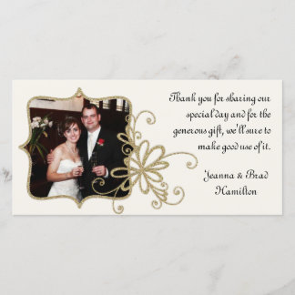 Ivory & Gold Wedding Photo Thank You Card