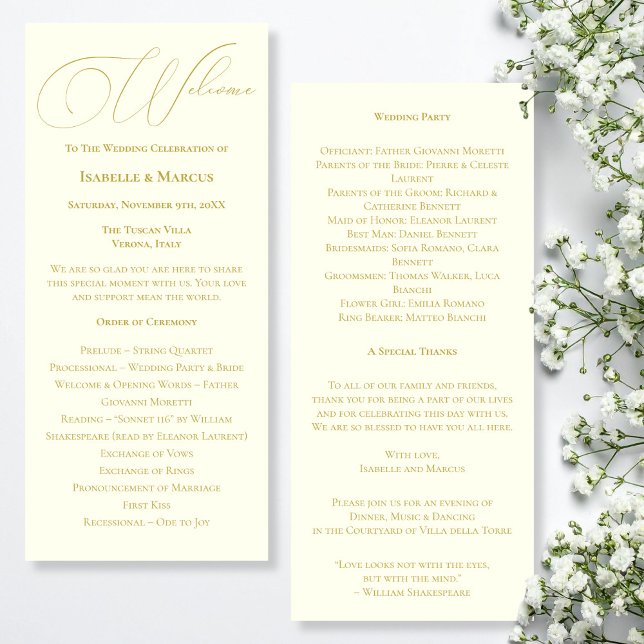 Ivory & Gold Wedding Program Programme (Ivory & Gold Wedding Program)