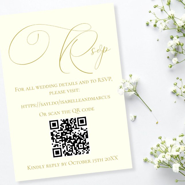 Ivory & Gold Wedding Website RSVP Card (Ivory & Gold Wedding Website RSVP)
