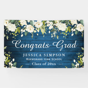 Ivory Golden Floral Rustic Graduation Graduate Banner