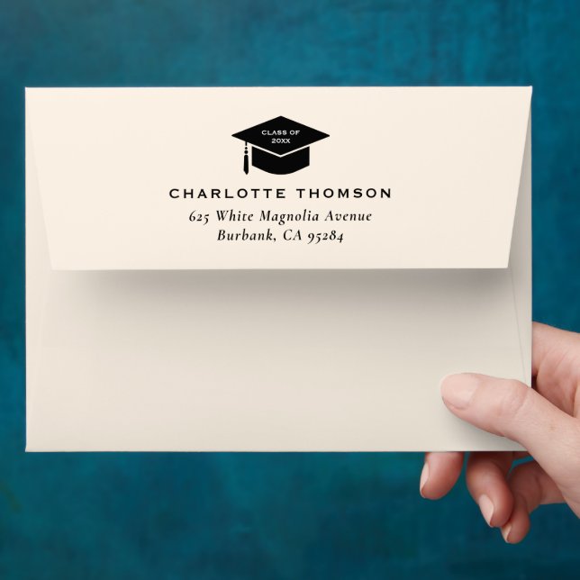 Ivory Graduation Return Address 5x7 Envelope (Hand)
