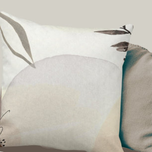 Ivory Gray & Brown Minimalist Natural Abstract Cushion