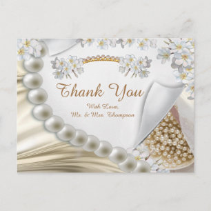 Ivory,Green,Blue,Gold Silk & Pearl Tank Y Postcard