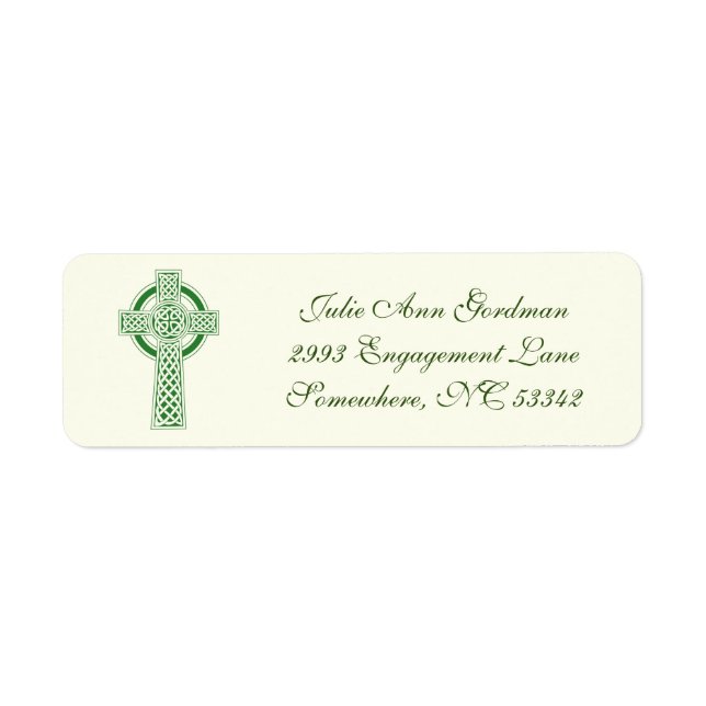 Ivory Green Elegant Irish Celtic Cross (Front)