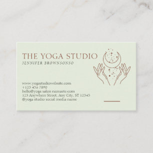 Ivory Green Energy Healing Hands Moon Spiritual Business Card