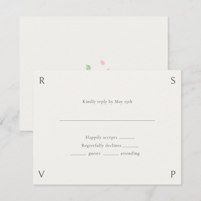 Ivory & Green | Floral Rose Wedding RSVP  Card (Front/Back)