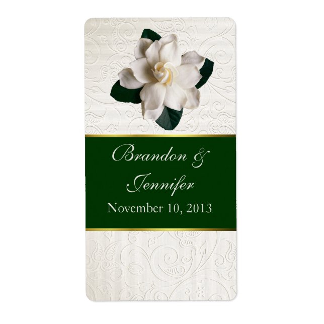 Ivory & Green Gardenia Mini Wine Labels (Front)