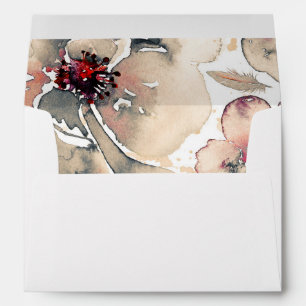 Ivory Grey and Blush Watercolor Flowers Vintage Envelope