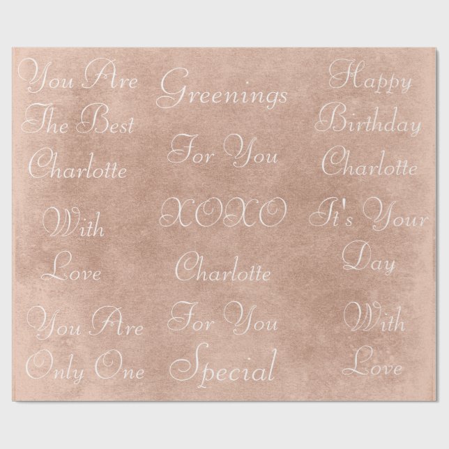 Ivory Grungy White Chic Velvet Personalized Wrapping Paper (Flat)