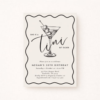 Ivory Hand Drawn A Tini Bit Older 30’s Birthday  Invitation