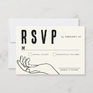 Ivory Hand Drawn Illustration Minimalist Wedding RSVP Card