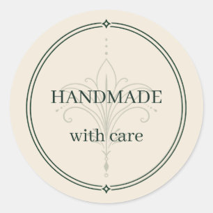 Ivory Handmade With Care Sticker