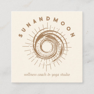 Ivory Healing Dark Curl Sun Moon Spiritual Square Business Card
