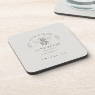 Ivory Honey Bee French Country Vintage Rustic Coaster
