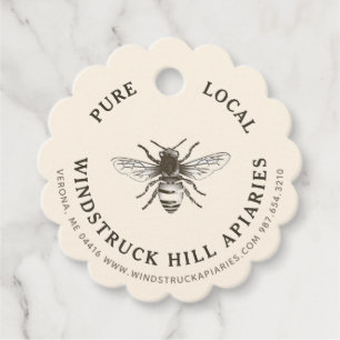 Ivory Honey Bee Scalloped Apiary Products tag Bold