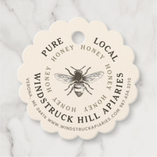 Ivory Honey Bee Scalloped Apiary Products tag Bold