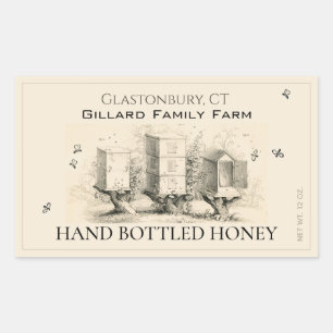 Ivory Honey Label (Three Beehives)