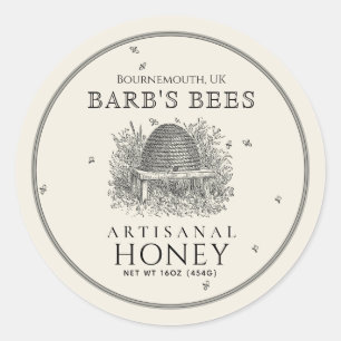 Ivory Honey Label Vintage Skep with Bees