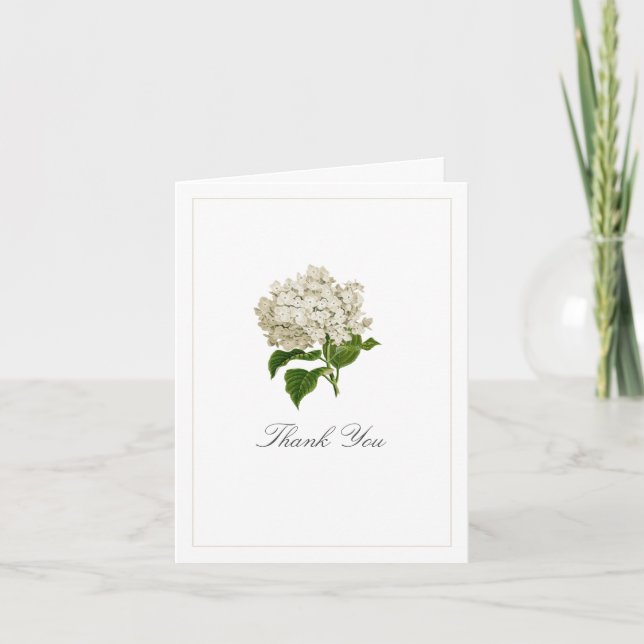 Ivory Hydrangea Flower Baby Shower Baby Photo Thank You Card (Front)