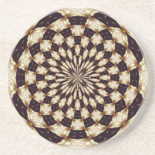 Ivory Kaleidoscope Flower Mandala Decor Coaster