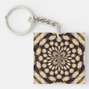 Ivory Kaleidoscope Flower Mandala Decor Key Ring