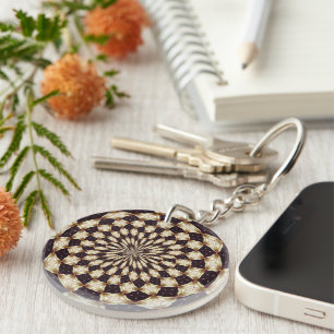 Ivory Kaleidoscope Flower Mandala Decor Key Ring