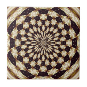 Ivory Kaleidoscope Flower Mandala Decor Tile
