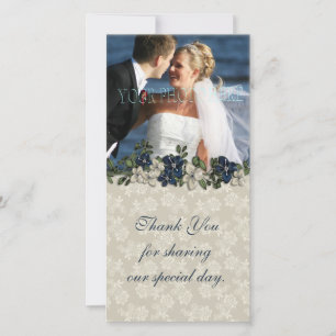 Ivory Lace Blue Flowers Photo Card