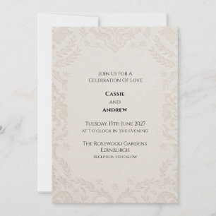 Ivory Lace Botanical Wedding Invitation