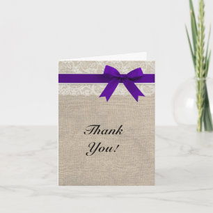 Ivory Lace Burlap Look Regency Thank You Card