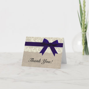 Ivory Lace & Burlap Rustic Wedding Thank You Card