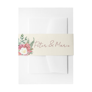 Ivory Lace Elegant Wedding Invitation ribbon Belly Band