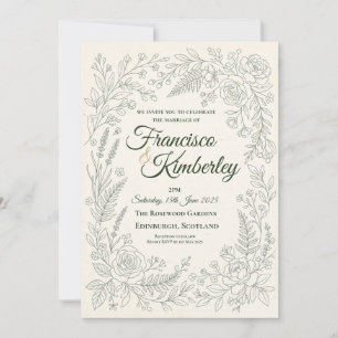 Ivory Lace Floral Wedding Invitation